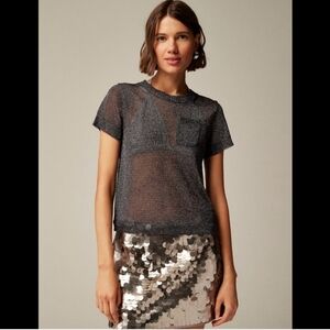 NWT J.Crew Women Sheer Metallic Sweater-Tee Size XS